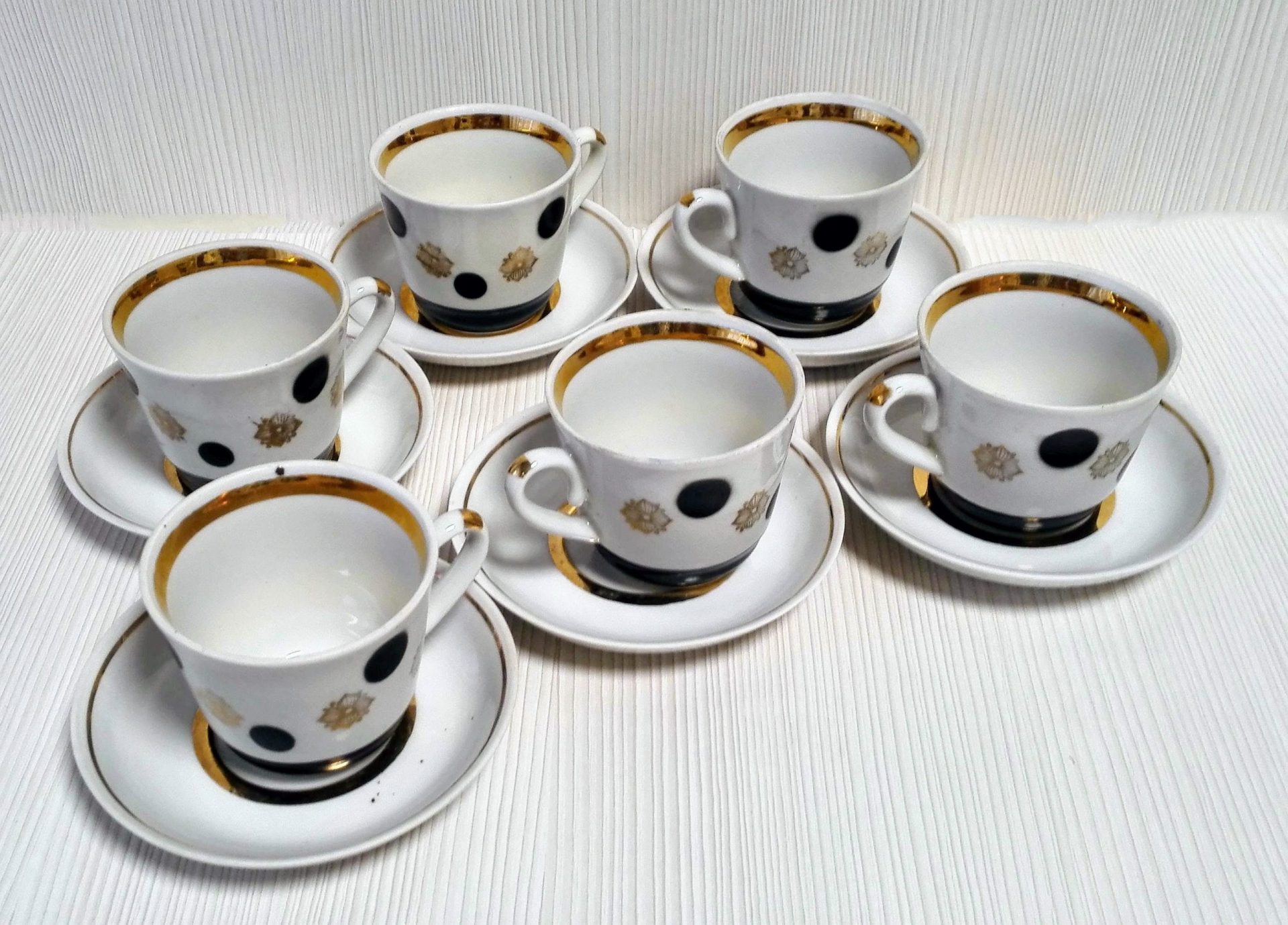 Soviet Vintage Porcelain.Polka Dots Coffee Set. Russian Porcelain 6 tableware-polka-dots