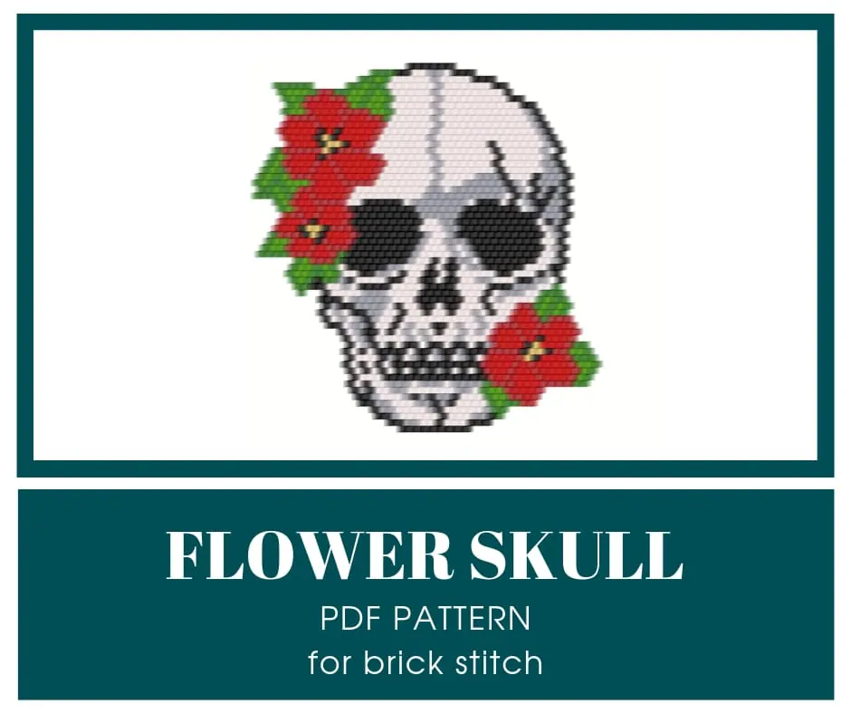 Flower skull brick stitch bead pattern 1 brickstitchbeadpattern