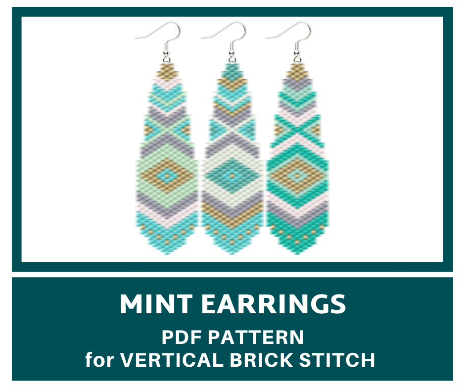 Mint earrings brick stitch bead pattern 1 earrings bead pattern
