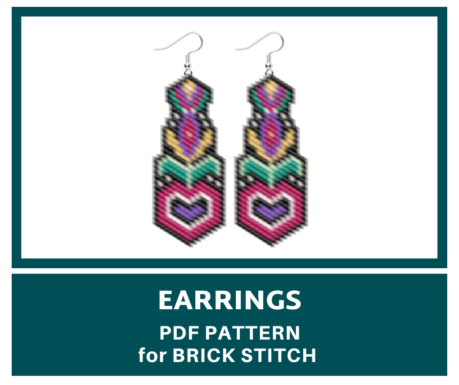 Floral earrings brick stitch bead pattern 1 earrings bead pattern