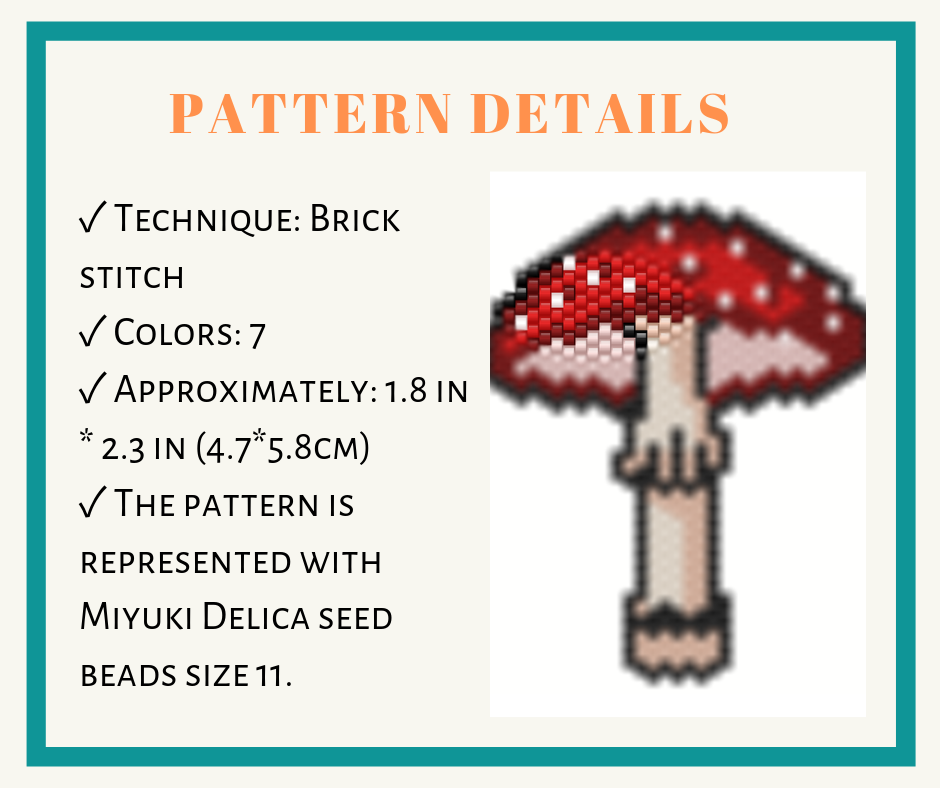 Beaded mushroom brick stitch pattern 2 brickstitchbeadpattern