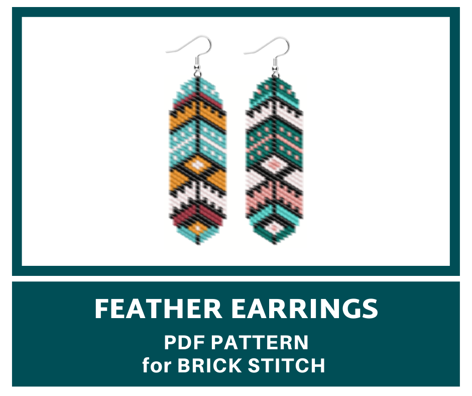 Feather earrings brick stitch bead pattern 1 earrings bead pattern