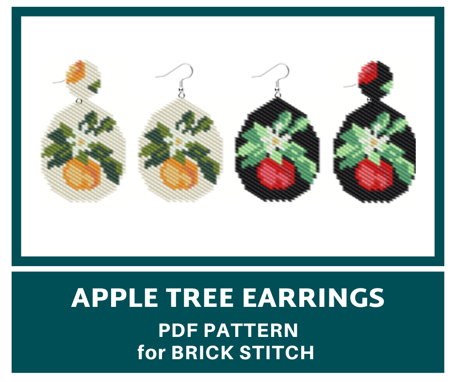 Apple tree earrings brick stitch bead pattern 1 earrings bead pattern