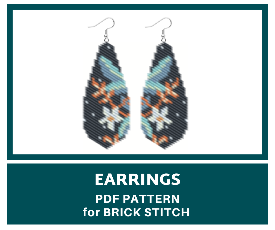 Floral earrings bead pattern for brick stitch 1 earrings bead pattern