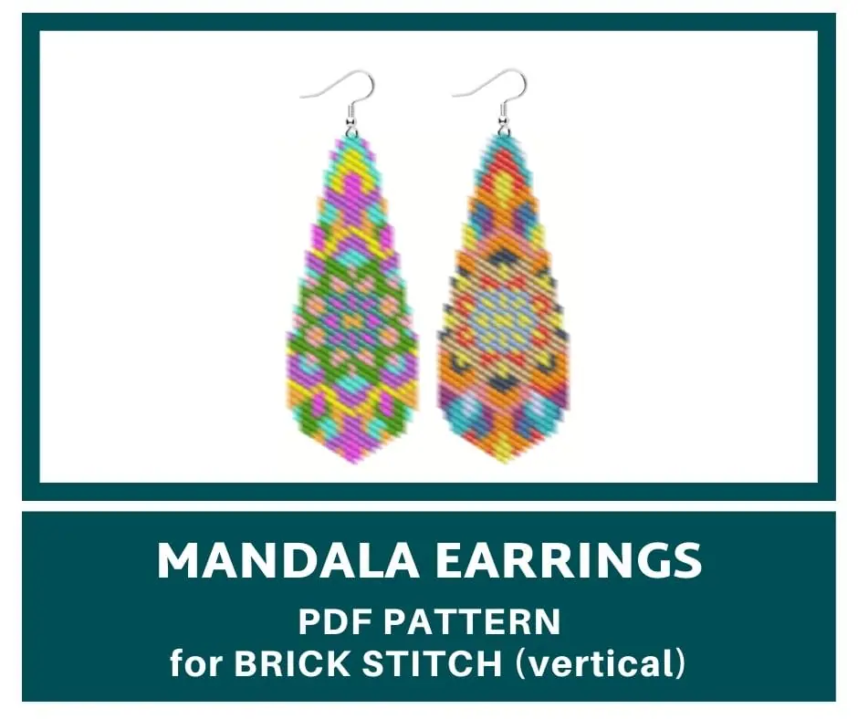 Mandala earrings brick stitch bead pattern 1 earrings bead pattern