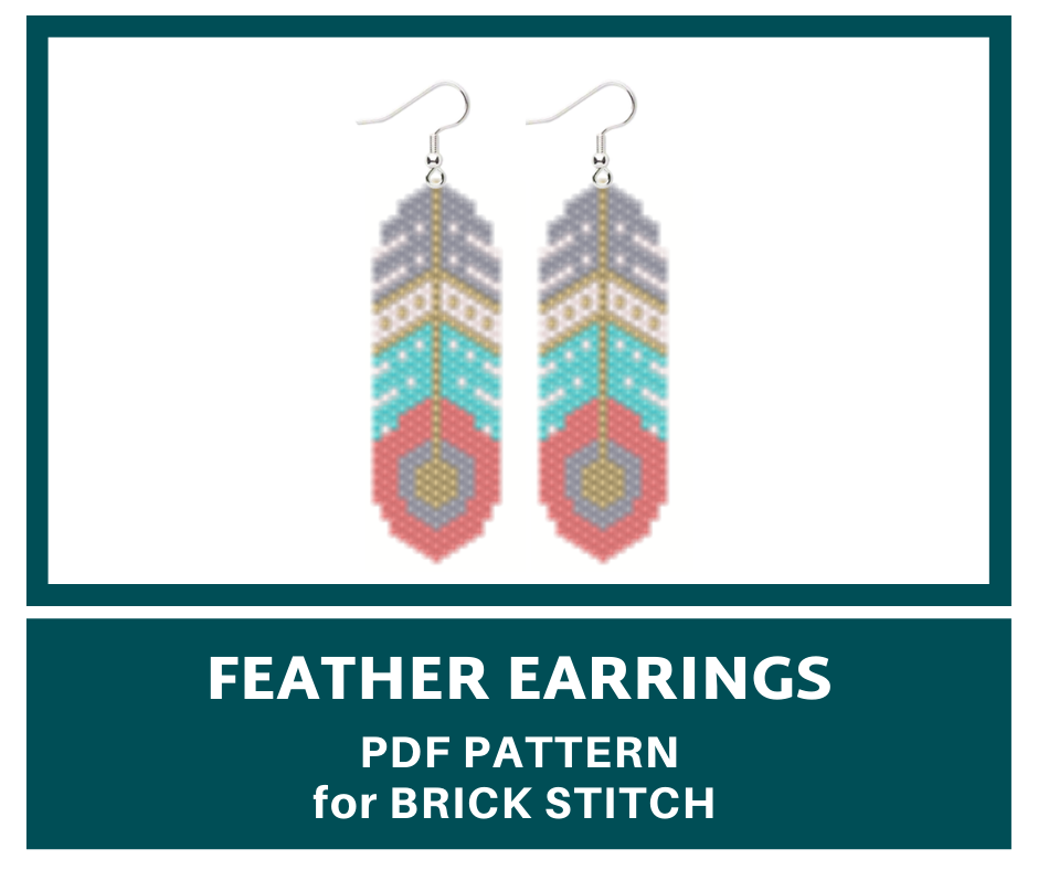Feather earrings brick stitch bead pattern 1 earrings bead pattern
