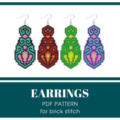 Colorful earrings brick stitch bead pattern