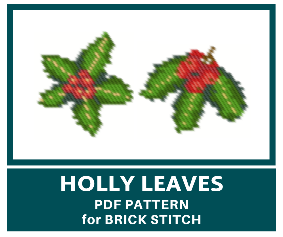 Brick stitch Holly leaves bead pattern 1 brickstitchbeadpattern