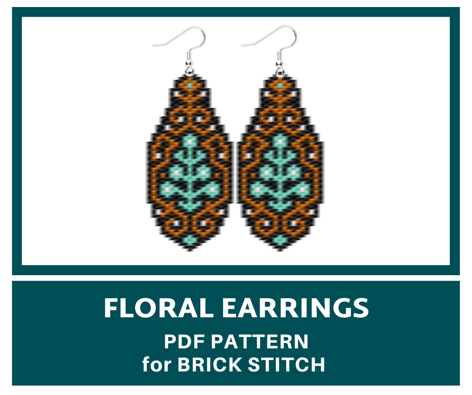 Floral earrings brick stitch bead pattern 1 earrings bead pattern