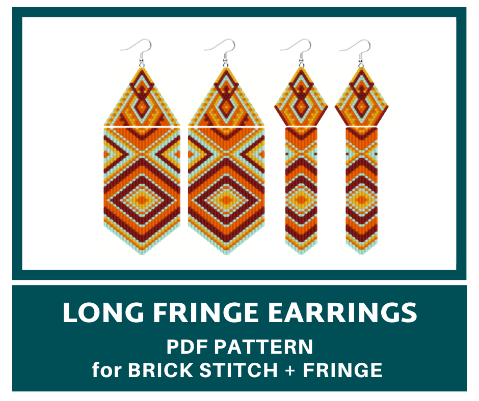 Orange fringes earrings bead pattern 1 earringsbeadpattern