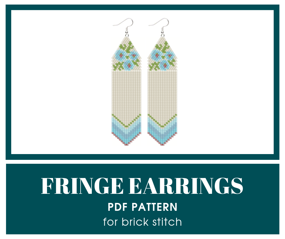 Forget-me-not fringe earrings bead pattern 1 earringsbeadpattern