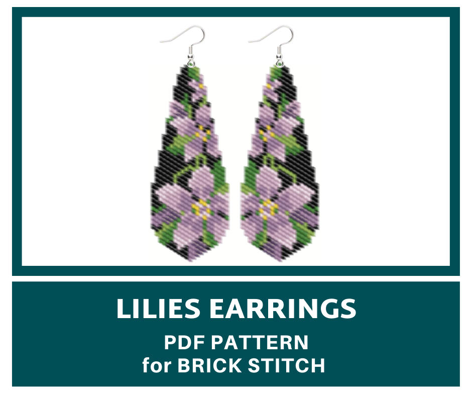 Lilies earrings bead pattern for brick stitch 1 earrings bead pattern