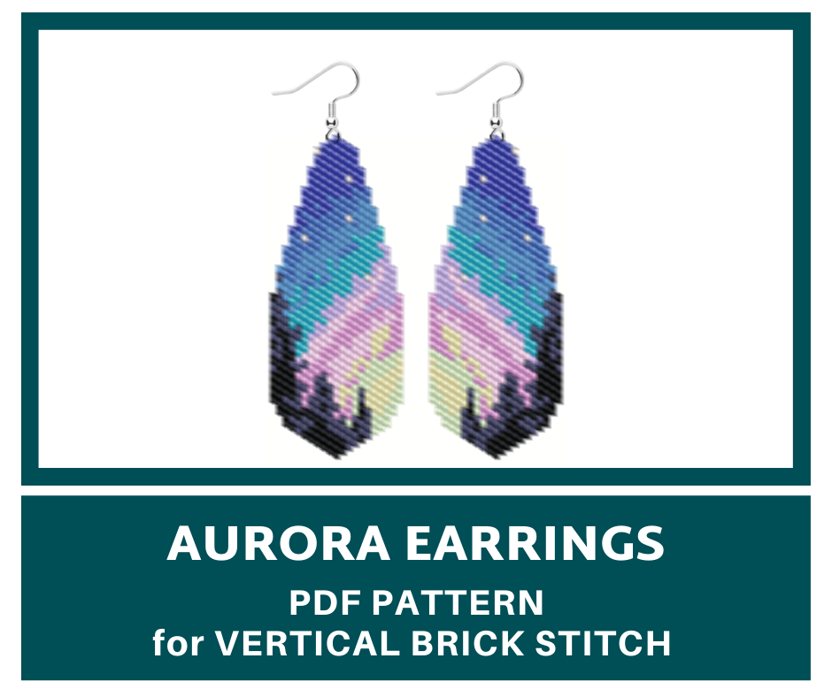 Aurora earrings brick stitch bead pattern 1 earrings bead pattern
