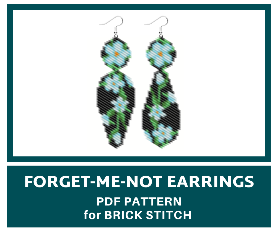 Forget-me-not earrings brick stitch bead pattern 1 earrings bead pattern