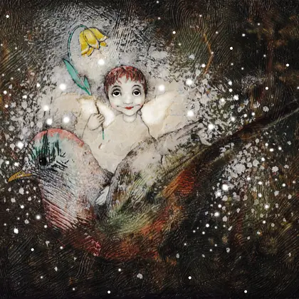 funny painting bird angel