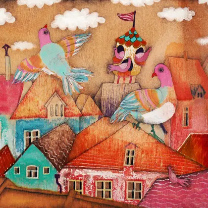 drawings of birds town