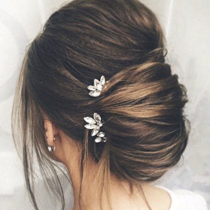 Set of 3 bridal hair pins Rhinestone wedding hair piece