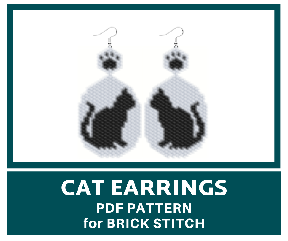Cat earrings brick stitch bead pattern 1 earrings bead pattern