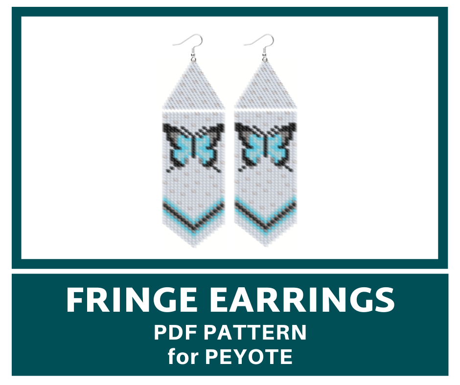 Blue butterfly fringe earrings bead pattern 1 earringsbeadpattern