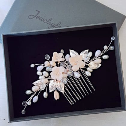 Bridal flower hair comb Ivory hair piece Floral hair comb wedding