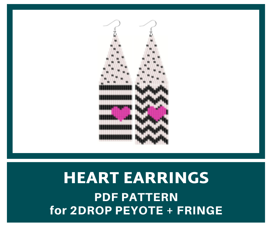 Heart stripes fringe earrings bead pattern 1 earringsbeadpattern
