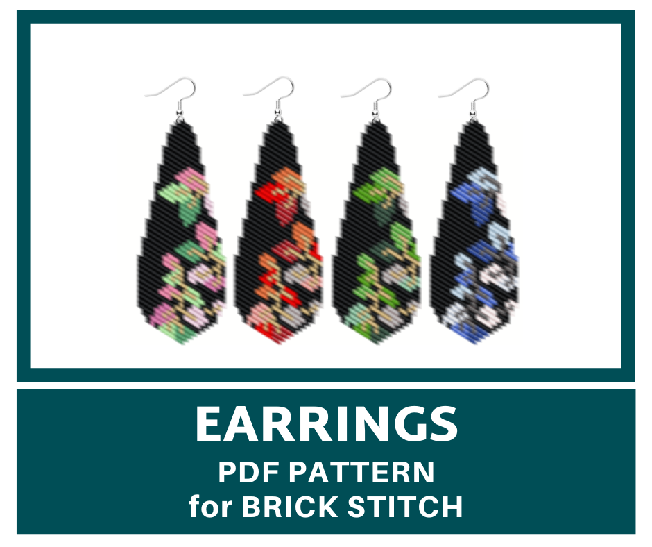 Leaves earrings brick stitch bead pattern 1 earringsbeadpattern