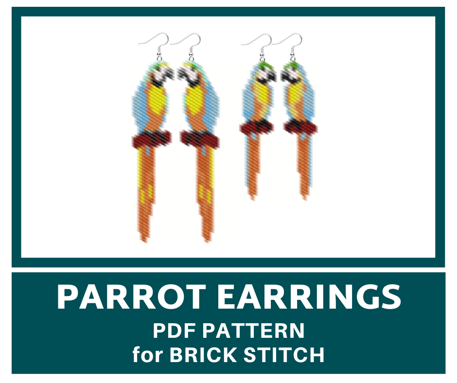 Macaw parrot earrings brick stitch bead pattern 1 earringsbeadpattern