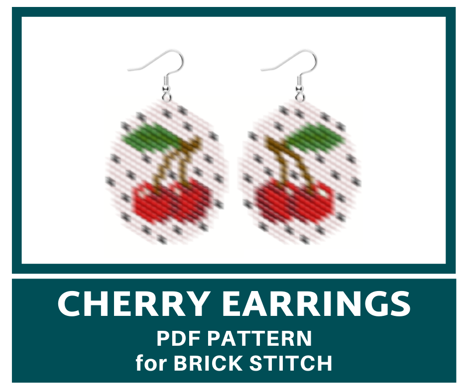 Cherry earrings brick stitch bead pattern 1 earringsbeadpattern