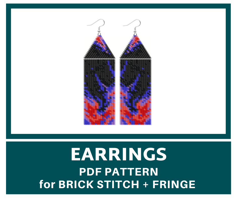 Red flame beaded fringe earrings pattern 1 earringsbeadpattern