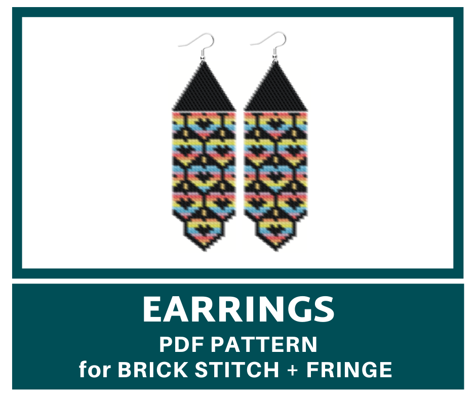 Beaded rainbow hearts fringe earrings pattern 1 earringsbeadpattern