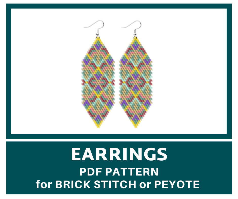 Long peyote earrings bead pattern 1 earringsbeadpattern