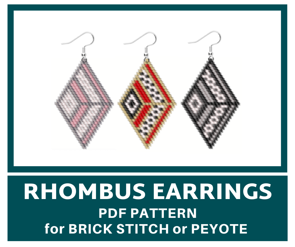 Rhombus earrings brick stitch or peyote pattern 1 earringsbeadpattern