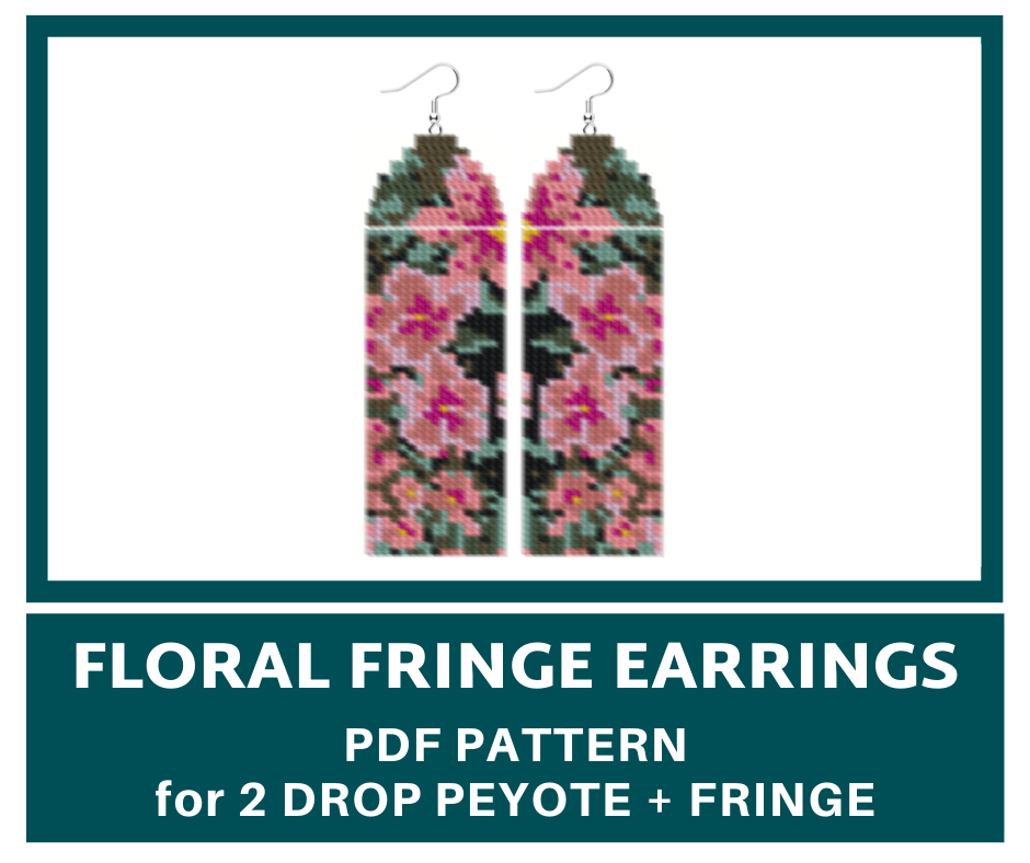 Floral beaded fringe earrings pattern 1 earringsbeadpattern