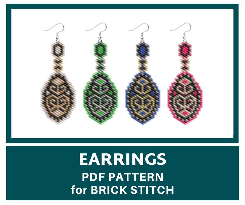Classic style earrings brick stitch bead pattern 1 earringsbeadpattern