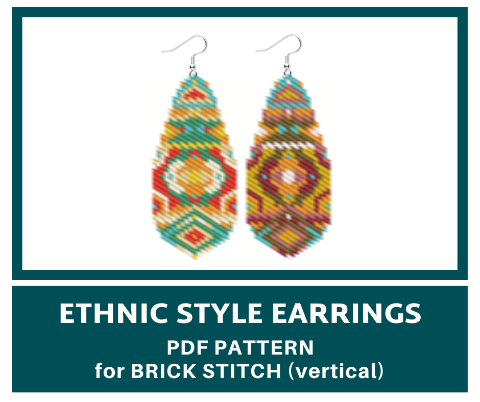 Ethnic style earrings brick stitch bead pattern 1 earringsbeadpattern