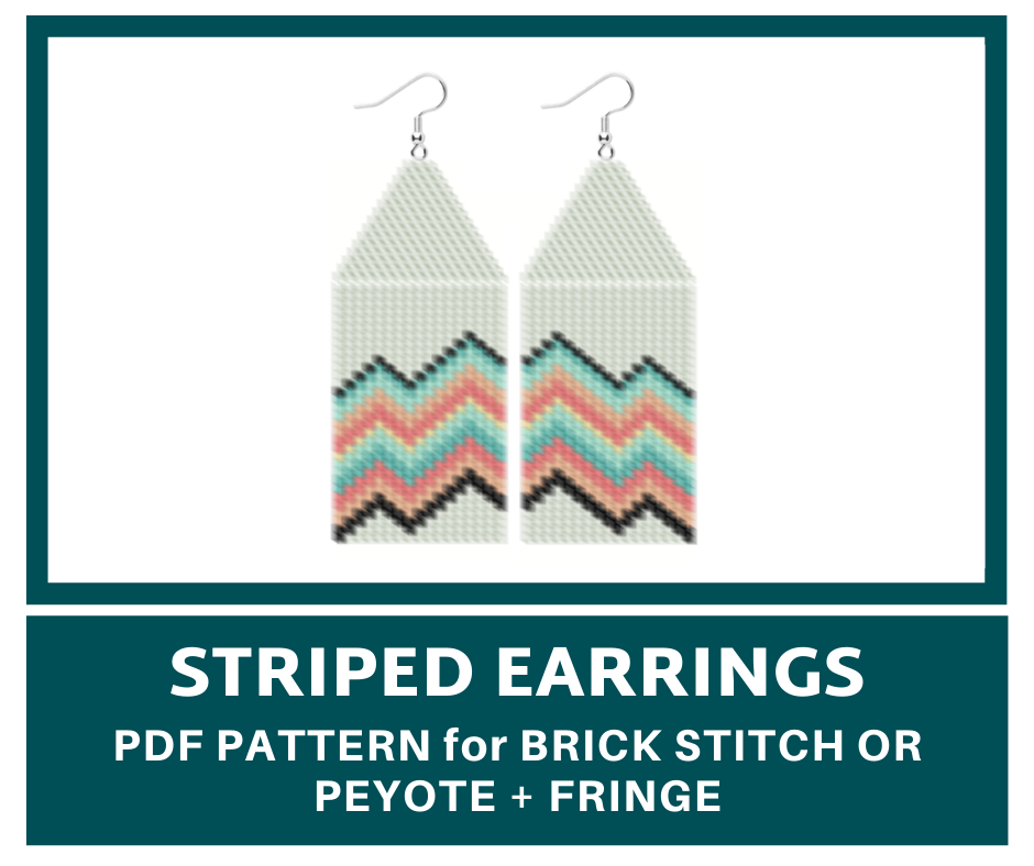 Striped beaded fringe earrings pattern 1 earringsbeadpattern