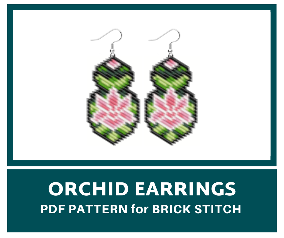 Orchid earrings brick stitch bead pattern 1 earringsbeadpattern