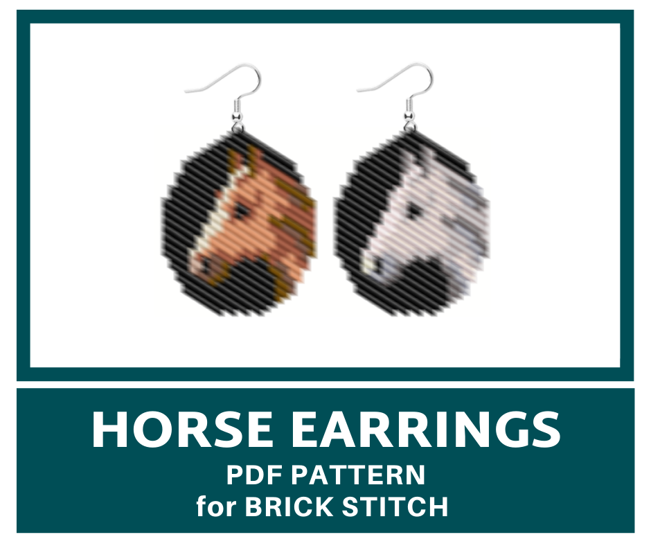 Brick stitch horse earrings bead pattern 1 earringsbeadpattern