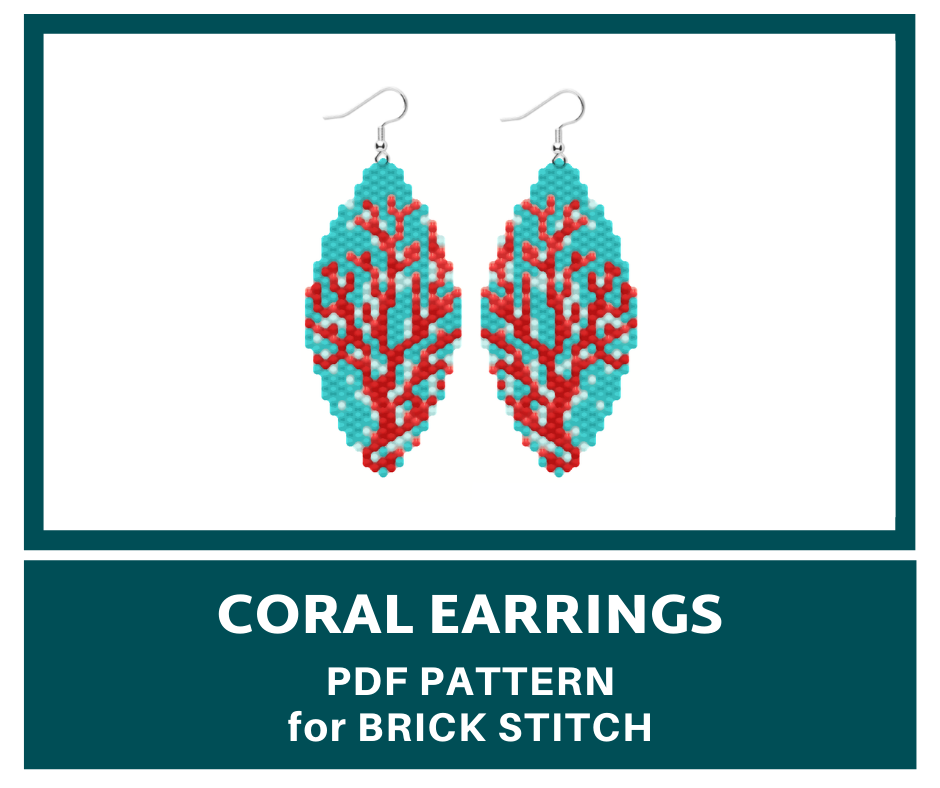 Coral bead pattern for brick stitch earrings 1 earringsbeadpattern
