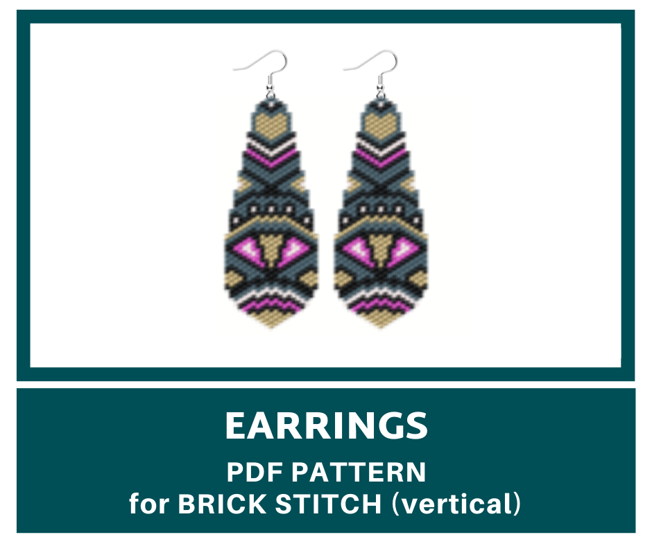 Long brick stitch earrings PDF bead pattern 1 earringsbeadpattern