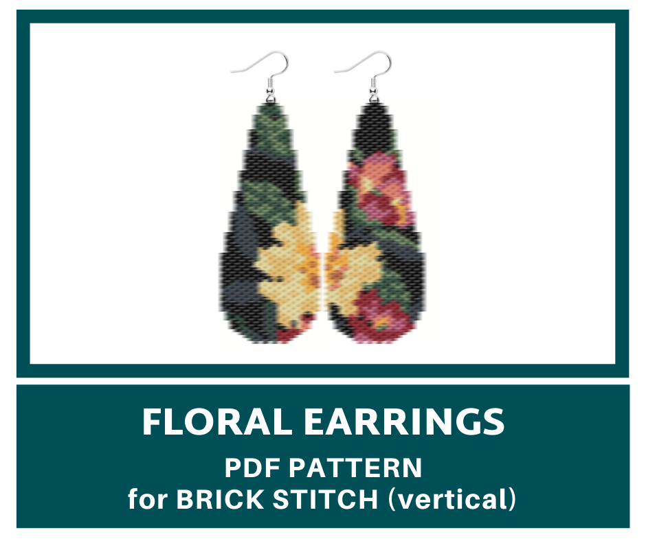 Floral print brick stitch beaded earrings pattern 1 earringsbeadpattern