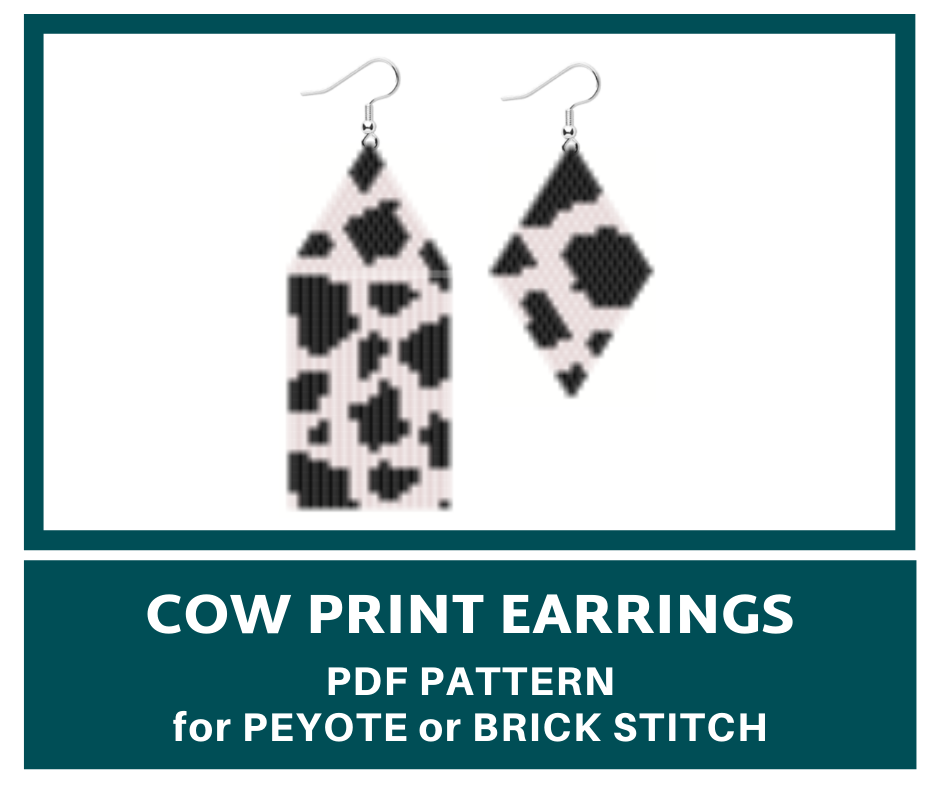 Cow print beaded fringe earrings pattern 1 earringsbeadpattern