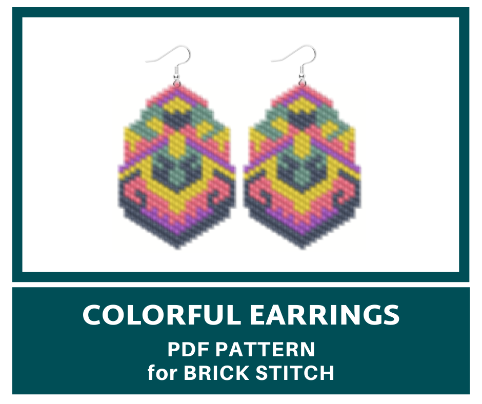 Big colorful brick stitch beaded earrings pattern 1 earringsbeadpattern