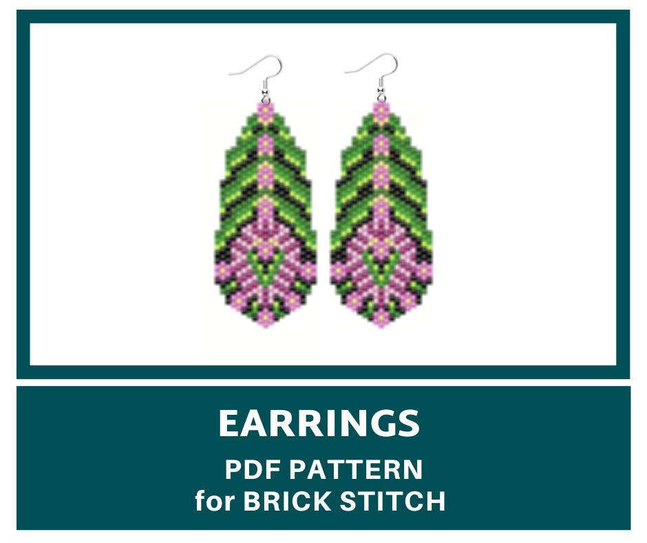 Vibrant leaf beaded earrings pattern for brick stitch 1 earringsbeadpattern