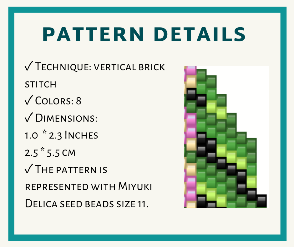 Vibrant leaf beaded earrings pattern for brick stitch 2 earringsbeadpattern