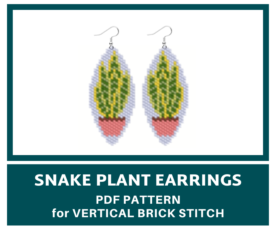Snake plant earrings pattern for brick stitch 1 earringsbeadpattern