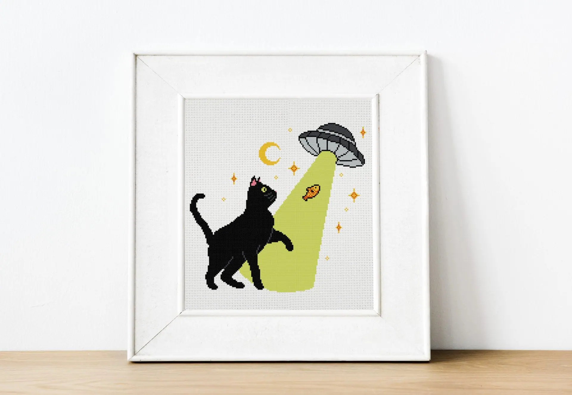 UFO cat cross stitch pattern PDF instant download. 1 UFO cat cross stitch pattern PDF instant download.