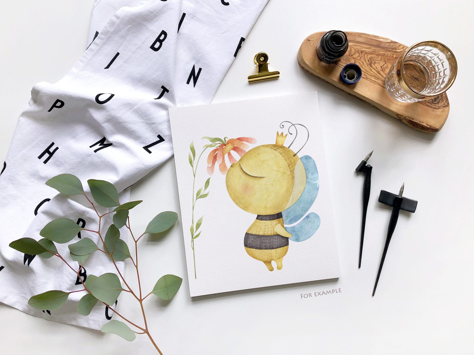 Watercolor Bee clipart. Summer bees, honey, flowers clip art 6 Watercolor Bee clipart. Summer bees, honey, flowers clip art - Image 6