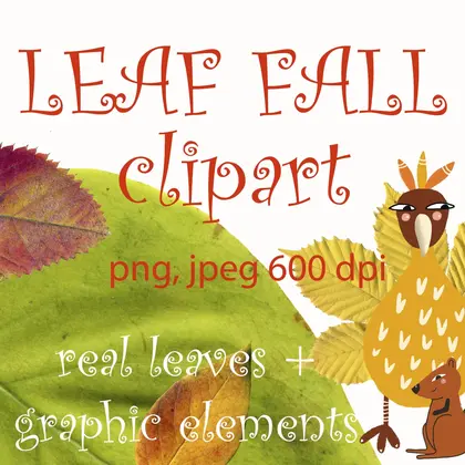 Pressed-leaves-thanksgiving-clipart-with-graphic-elements