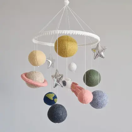 Space nursery mobile with planet solar system